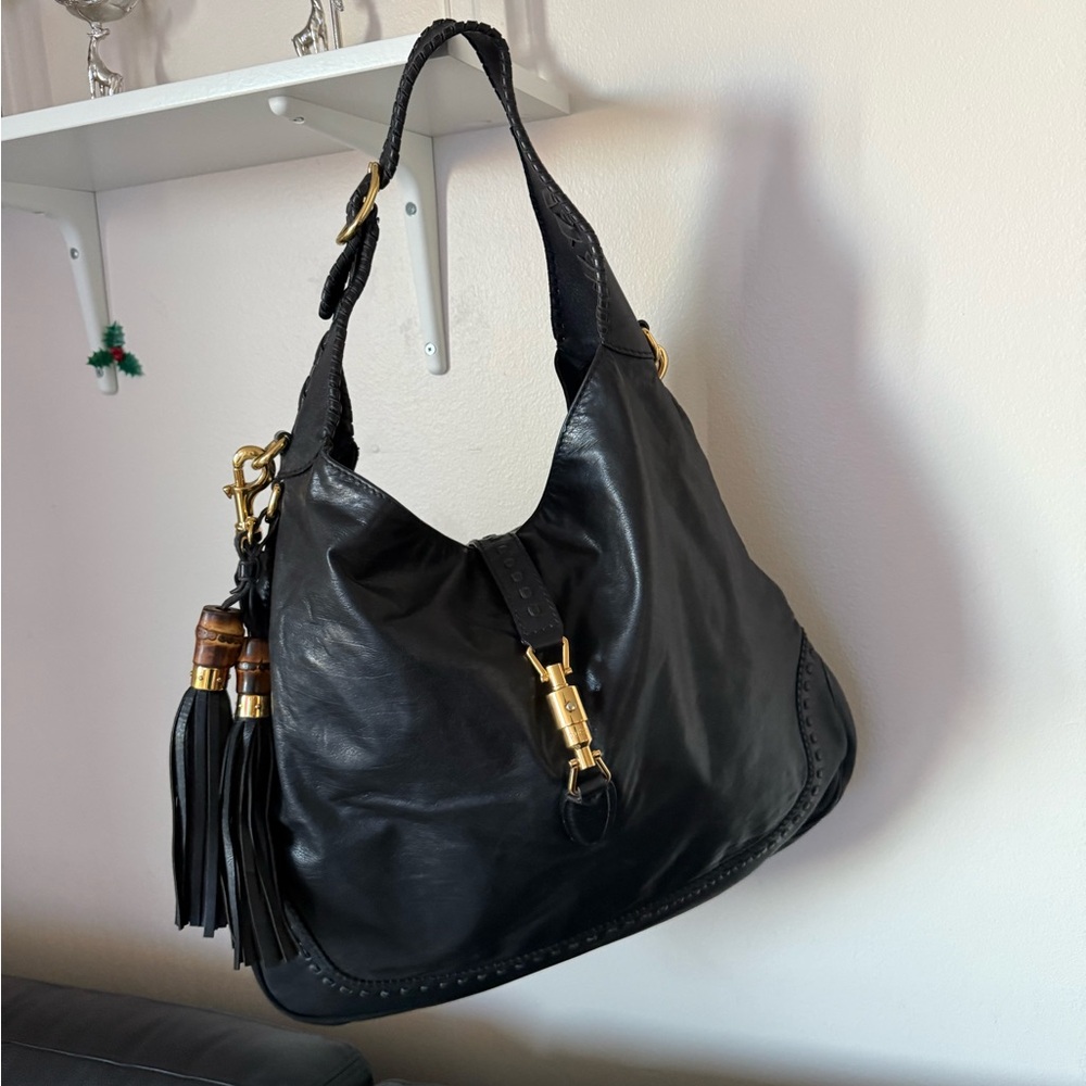 Gucci Black Leather Hobo Bag
